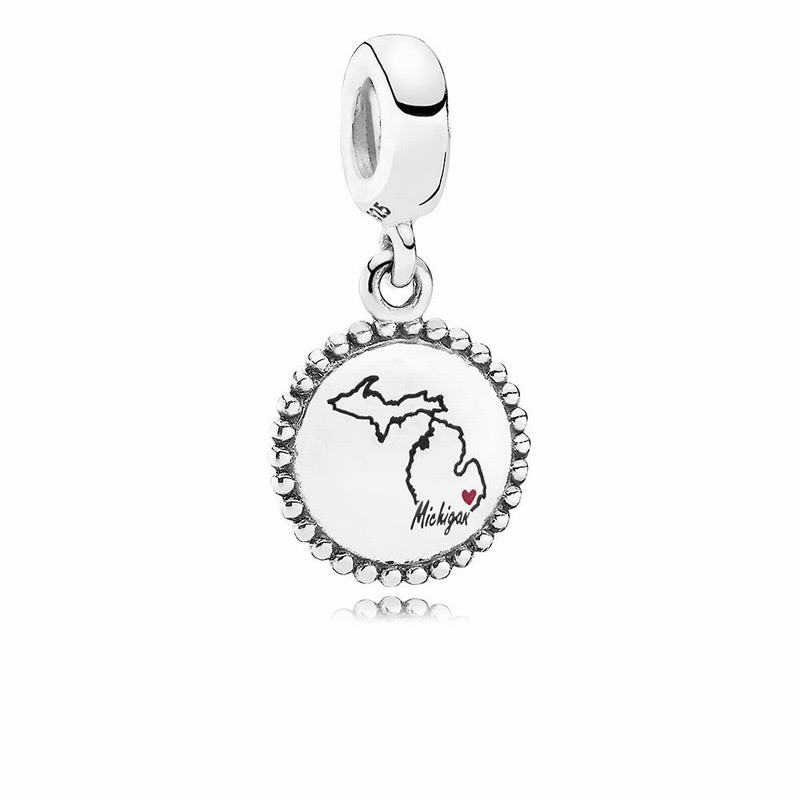 Pandora Michigan State Heart Charm Silver Egypt HT7314529